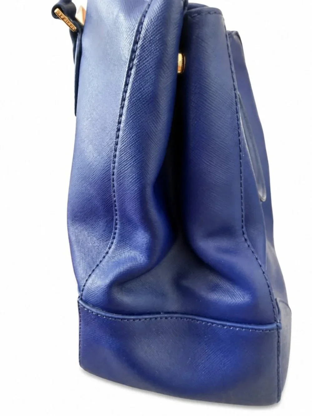 Tory Burch Blue Leather Double Zip Tote Bag